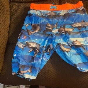 Boys op shark swim trunks large